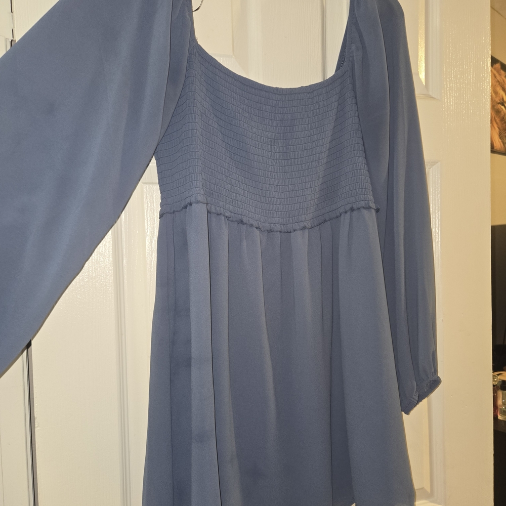Forever 21 Slate Blue Long Sleeve Dress